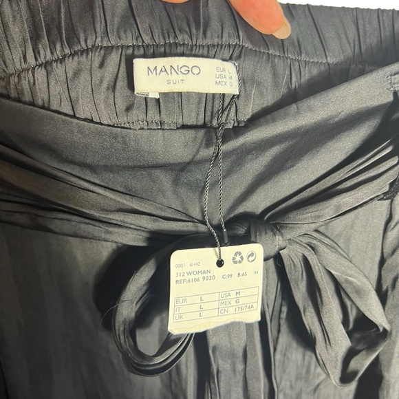 Mango Suit Black Satin Wide Leg Pants, NWT, Large - Picture 7 of 7